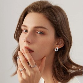 Parmuz 925 Sterling Silver Hoop Earrings Star Moon Hoop Earrings for Women Colorful Cubic Zirconia Small Huggie Large Big Hoops Various Trendy Earrings Jewelry for Christmas Gift