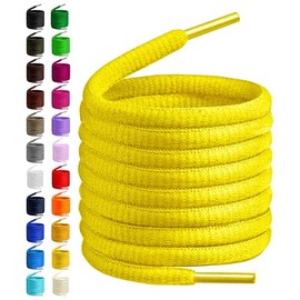 BIRCH's Oval Shoelaces 27 Colors Half Round 1/4" Shoe Laces 4 Different Lengths (37"(94cm) M, Yellow)