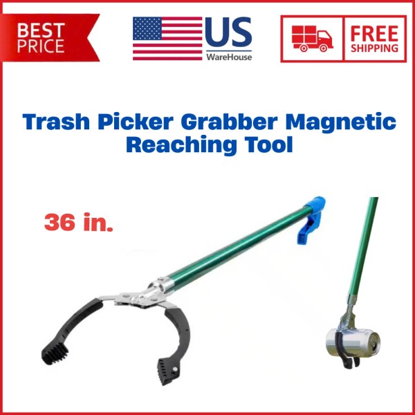 Heavy Duty 36 In Trash Picker Grabber Magnetic Stick Long