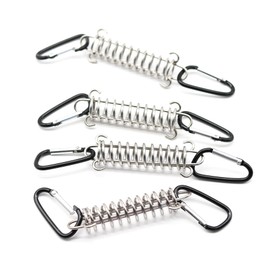 Tension Springs, Stainless Steel Tension Springs, Spring for Tent, Coil Springs with Double Hooks, Tension Spring Sun Sail, Mounting Accessories, with 8 Carabiners, for Beach, Camping, Set of 4