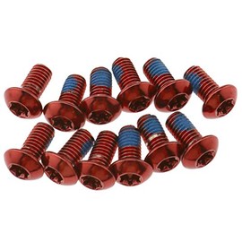 The Lord of the Tools Disc Brake Rotor Screw Bolt Bike Rotor M5 X 10Mm For Bicycle Cycling MTB Red Colour Set of 12pcs