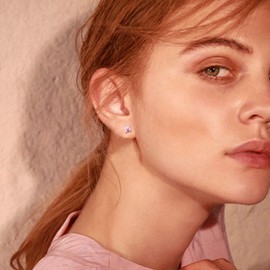 ChicSilver 925 Sterling Silver October Birthstone Earrings for Women Tiny Square Pink Gemstone Earring Studs Hypoallergenic