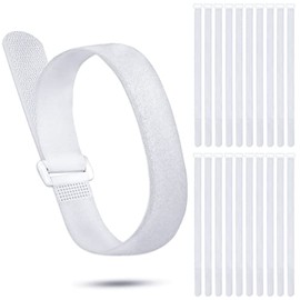 20 Pcs Reusable Cinch Straps 1 x 20 Adjustable Hook and Loop Straps Multipurpose Quality Nylon Straps for Bike, Truck, Boat and More for Extension Cords, Ropes, Hoses Organization Management, White