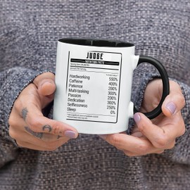 Judge Nutrition Facts, Judge Mug, Judge Gift, Gift for Judge, Law School Graduation Birthday Gifts for Women Men Funny(Black Accent Mug)