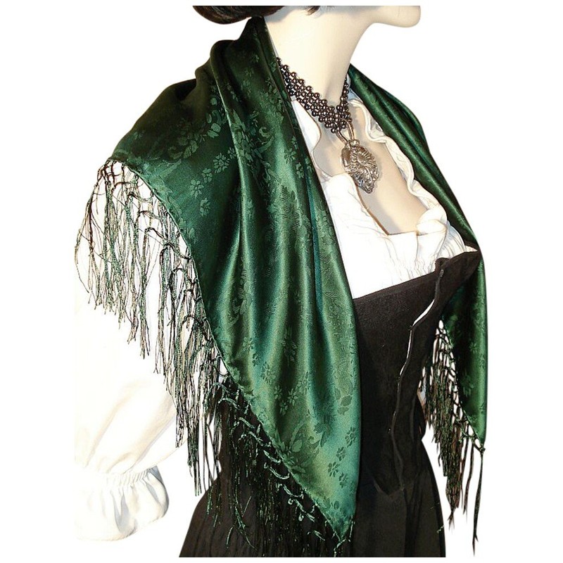 Silk cloth dirndl costume cloth green 75 x 75 cm