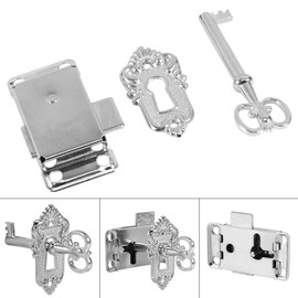 AYNEFY Antique Lock Set Vintage Door Lock Classic Cabinet Lock with Key Cabinet Suitcase Door Drawer Hardware Decoration, 6 x 4 cm