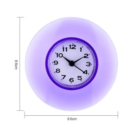 Oumefar Mini Wall Clock Waterproof Clock with Large Suction Cup for Show Time Bathroom (Purple