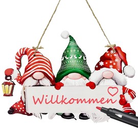 Merry Christmas Pendant Wooden Door Sign Welcome Craft Set Colourful Christmas Decorations for Crafts Decoration Christmas Pendant with String DIY Christmas Decoration for Hanging for Door, Window or