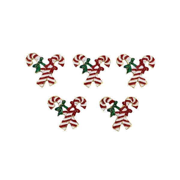 5pcs Candy Cane Pair Christmas Embellishments for Christmas Crafts and