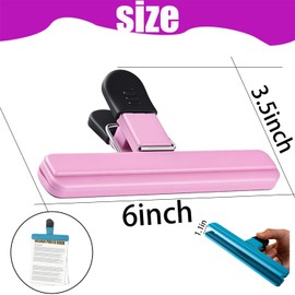 6 Pack Heavy Duty Bag Clips - Large Food Storage Clips for Chips, Snacks, Seal Bags - Durable Plastic Sealing Clips for Home, Office (3.5 x 6 Inch)