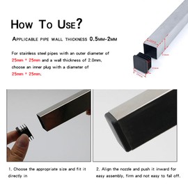 20PCS Square Plastic End Caps 28mm x 28mm Black Insert Plugs Anti-Slip Plastic Square Tube Plug for Pipe Tables Chairs Desks Beds