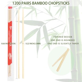 Disposable Bamboo Chopsticks, 9 Inch, 1200 Pairs