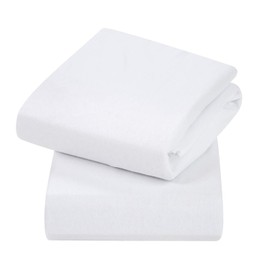 ClevaMama Jersey Cotton Fitted Sheets for Cot, Hypoallergenic and Breathable, 60 x 120 x 12 cm - White (2 Pack)