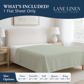 Lane Linen 100% Egyptian Cotton Queen Size Flat Sheet Only (94"x104") - Elegant Sateen Weave, Ultra Soft, Breathable, Highly Durable - Mineral