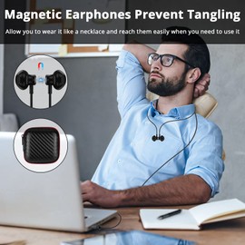 USB Computer Headset with Microphone, COOYA Magnetic Wired Earphones for PC 7.5FT Long Cord, in-Ear Headphones with HiFi Stereo Bass Sound for Laptop Desktop Notebook Office Live Stream Online Meeting