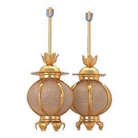 Aluminum Round Hanging Lantern, Small, Diameter 3.0 inches (7.5 cm), 1 Pair, Electrical Cord and Heaton Included, Kyoto Altar Isemura