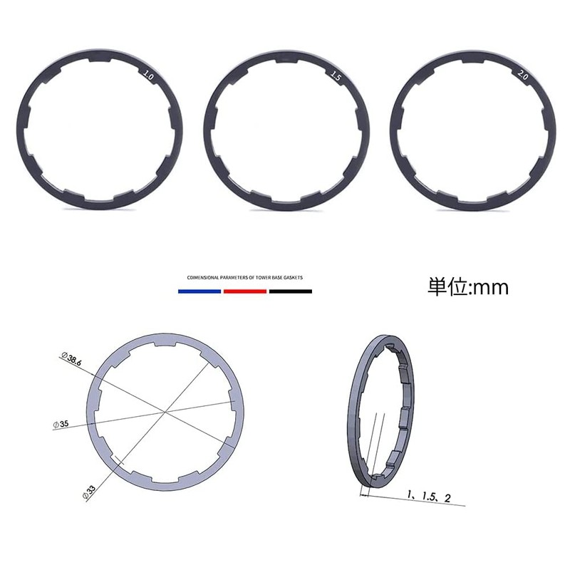 3pcs Bicycle Cassette Spacer, Bicycle Hub Spacer, Bicycle Headset Washer