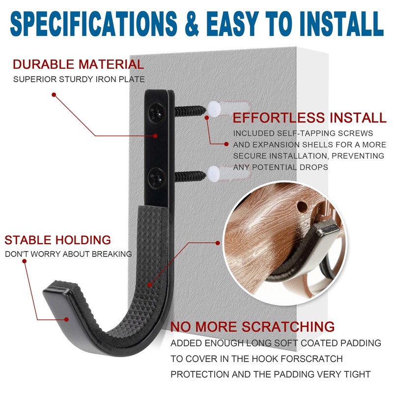 Gun Rack Storage Wall Mount Shotgun Rifle Hook Horizontal Metal