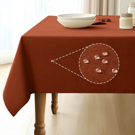 Pureegg Rectangle Linen Tablecloth Waterproof & Stain Resistant, Wrinkle-Free Table Cloth, Ideal forThanksgiving Decorations, Harvest Party, Fall Tablecloths, 52 x 70 Inch, Terracotta