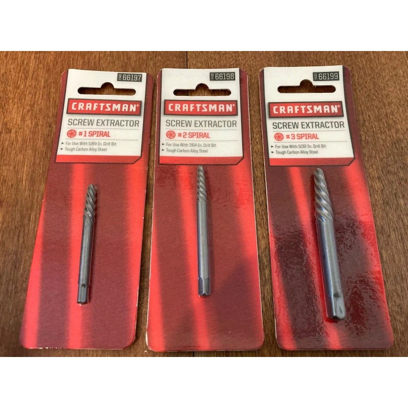CRAFTSMAN 3 PCS. #1 #2 #3 SPIRAL SCREW BOLT EXTRACTOR