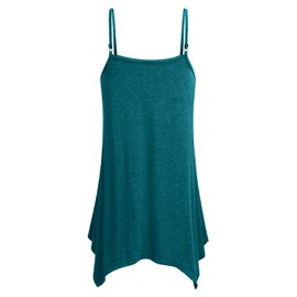 Miusey Basic Tank Top Women, V Neckline Flowy Hem Tunics Pleated Knitting Classic Vitality Summer Sleeveless Undershirt Cool Workouts Wear Camisoles Casual Summer Blue M