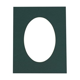 CountryArtHouse Forest Green Acid Free 8x10 Oval Picture Frame Mat with White Core Bevel Cut for 5x7 Pictures - Fits 8x10 Frame - Pack of 1 Matboard Show Kit with Acid Free Backing & Clear Bag