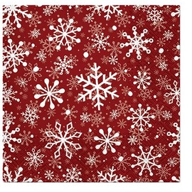 Servietten Weihnachten 20 Servietten Weiße Schneeflocken auf Rot | Winter | Weihnachten | Tischdeko 33x33cm