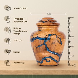 STONLIF Wooden Cremation Urns for Human Ashes Adult Male 20 Cubic Inches - Memorial Urns for Women & Men - Blue Urn for Ashes Adult Male - Decorative Urns - Burial and Funeral Urn - Blue, Small 20lbs