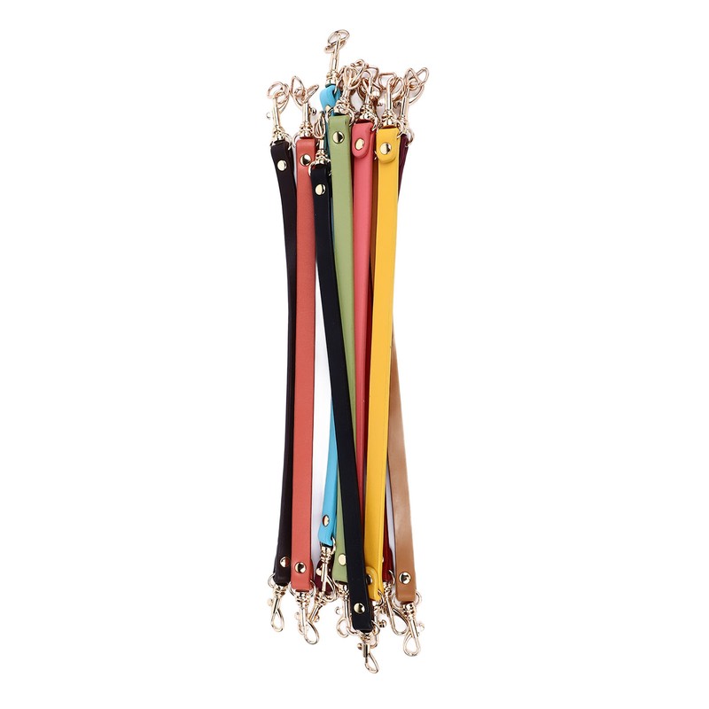 10Pcs Leather Bag Handles 12.2in Long 0.4in Wide Cattlehide Metal