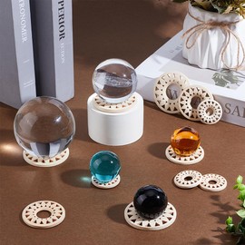 UNICRAFTALE 18Pcs 3 Sizes Wooden Crystal Ball Stand Navajo White Sphere Holder Egg Rocks Stand Flower Stone Rock Display Inner Diameter 12~22mm for Gemstone Nature Stone Home Decor