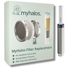 MyHalos® Hand Hard Water Shower Filter Cartridge Replacement - Professional Home and Travel Power Filtered Shower Head Filter, Chlorine & Heavy Metal Removal - Water Softener, High Pressure - 3 Month