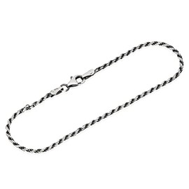 20cm bracelet cord necklace 925 sterling silver oxidized 1.8mm wide silver chain