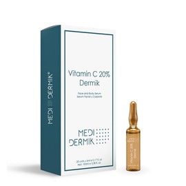 Vitamin C 20% MediDermik – Brightening Serum – 20 Ampoules x 5 ml (100 ml/3.38 fl. oz) Brightens Dull and Photo-Aged Skin