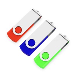USB Flash Drive, Aiibe 64GB USB Stick Flash Drive 64 GB 3 Pack USB 2.0 Memory Stick USB Key Thumb Drive with Lanyards (64G, Red/Blue/Green)