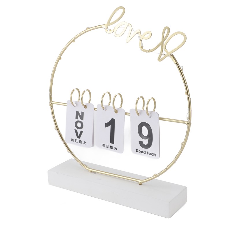 Metal Desk Calendar Modern Creative Tabletop Flip Calendar with LED