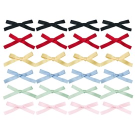 24PCS Small Hair Bows for Women - Mini Hair Bows for Girls - Tiny Hair Ribbons Ponytail Accessories Non-Slip Hair Clips Cute Hairpins for Birthday Party (6 Colors)