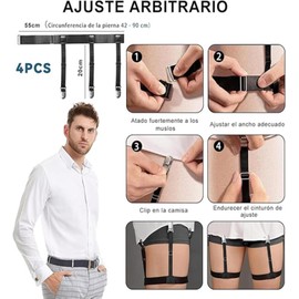 4pcs Sujetadores Elásticos Camisa Hombres Oficina Talla Única Con Antideslizante Abrazaderas de Bloqueo,Tirantes para Camisa Hombre