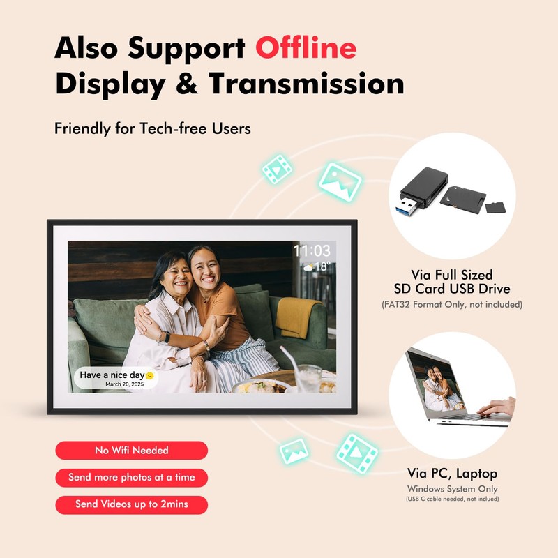 Digital Picture Frame, 15.6 Inch Large Frameo Digital Photo Frame