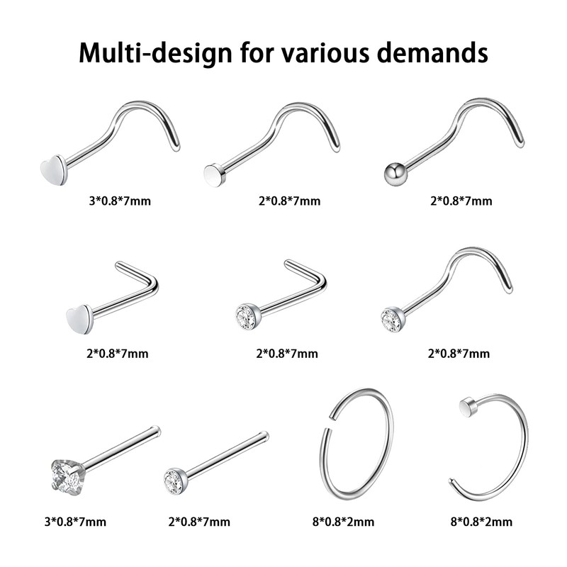 SOSPIRO 2 PCS Disposable Nose Piercing Tool Set with 10