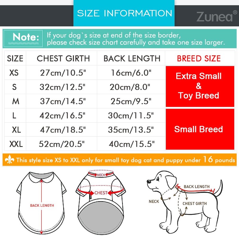 Zunea Dog Shirts for Small Dogs Summer Vest Pet T-Shirt