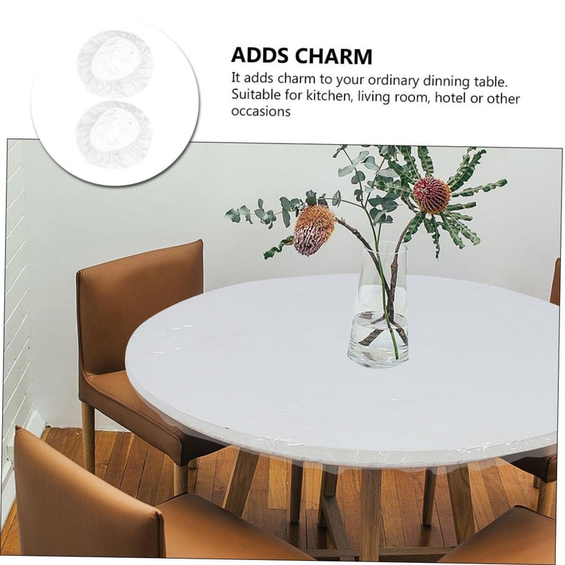 SHOWERORO Flannel Backing Round Tablecloth Elastic Table Cover for Home