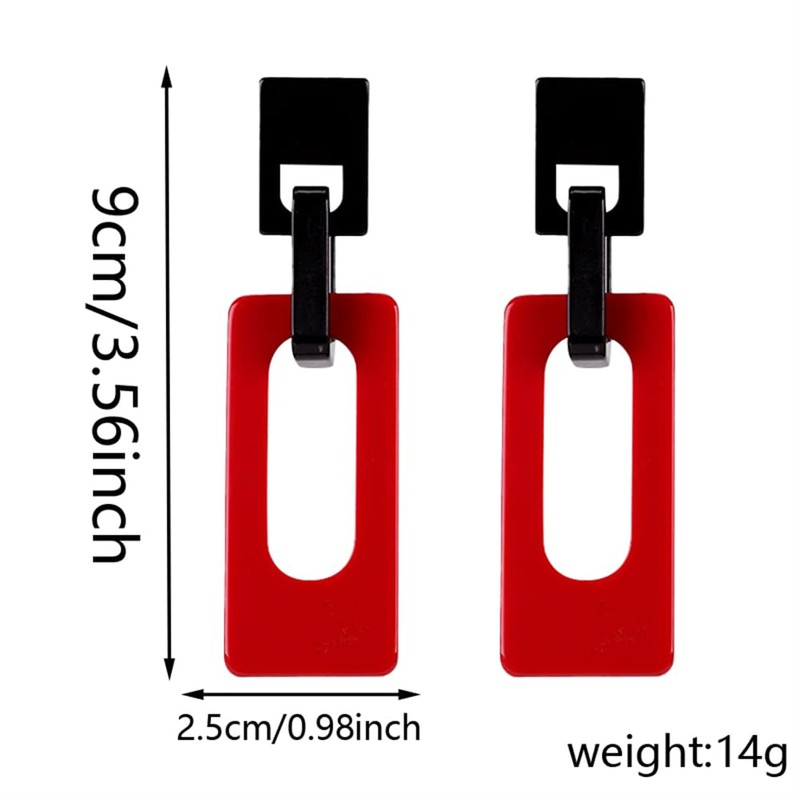 Boho Lightweight Retro Simple Acrylic Splicing Rectangle Earrings for Women