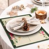 Whaline 6Pcs Christmas Burlap Placemats Poinsettia Flowers Table Mats Double-Layer