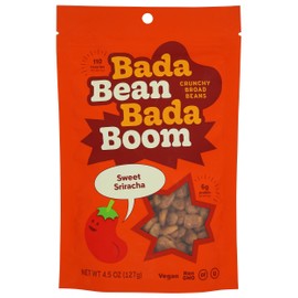 Bada Bean Bada Boom Bada Bean Bada Boom Plant-based Protein, Gluten Free, Vegan, Non-GMO, Soy Free, Kosher, Roasted Broad Fava Bean Snacks, Sriracha, 4.5 Ounce (Pack of 6)