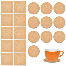 20PCS Absorbent Cork Coaster Sets, Square and Round Corks Coasters Wooden Thick Drink Coasters Cork Mat for Kitchen Restaurant Home Bar Cafe Wedding Supplies
