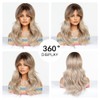 OUFEI Long Ombre Ash Blonde Wig with Curtain Fringe Natural