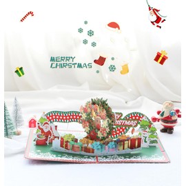 Yimofy Pop Up Christmas Card 3D Christmas Wreath Greeting Cards with Envelopes