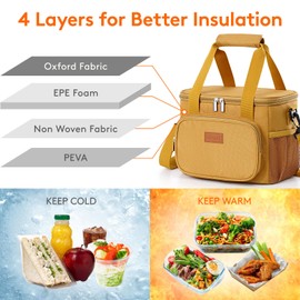 Lifewit Medium Lunch Bag Insulated Lunch Box Soft Cooler Cooling Tote for Adult Men Women, Brown 12-Can (8.5L)