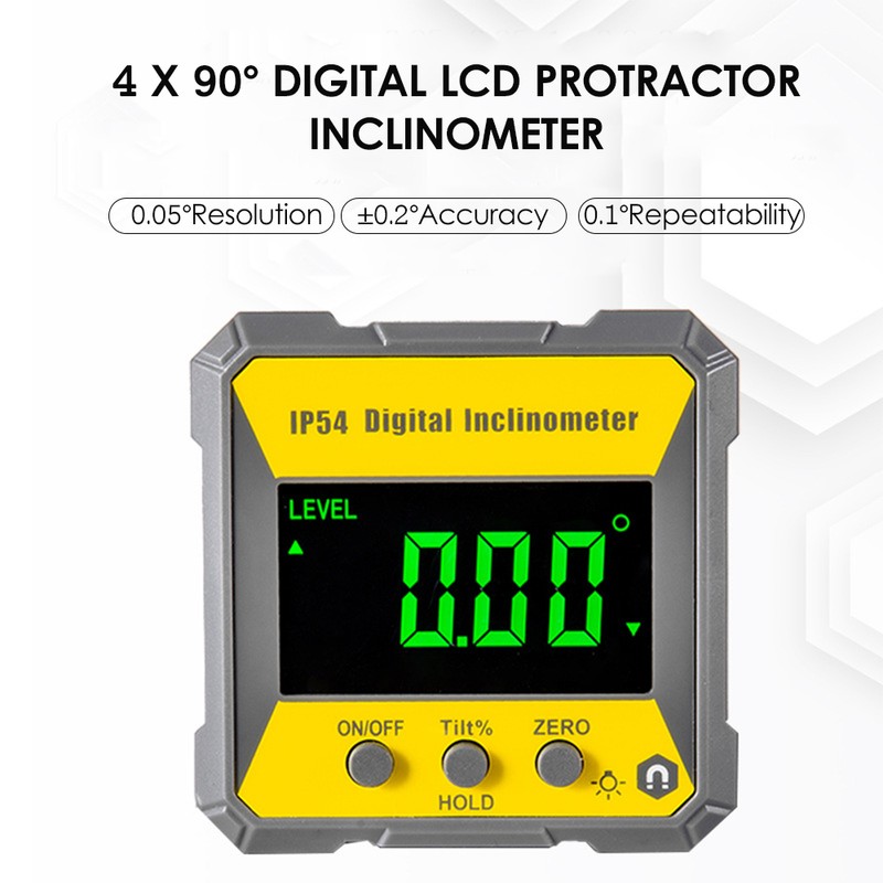 4 x 90 Degrees Digital LCD Protractor Inclinometer Magnetic 0.2°