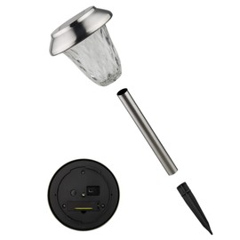 Alpine Corporation 17" Tall Outdoor Solar Powered Pathway LED Light Stakes, Silver (Set of 4)